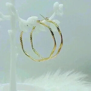 Women's Twisted Circle Design Hoop Earrings in Gold